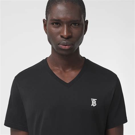 burberry v neck tee black|Burberry V.